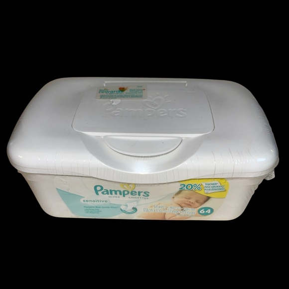 Pampers Baby 64 Wipes Pop Up Container Refillable Sensitive New SEALED Box READ - Picture 1 of 11